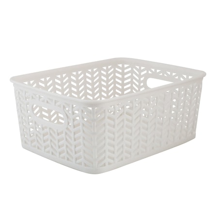 Simplify Storage Bin, Plastic, White, 9.8 in H, 7.8 in W, 9.8 in L 25173-WHITE